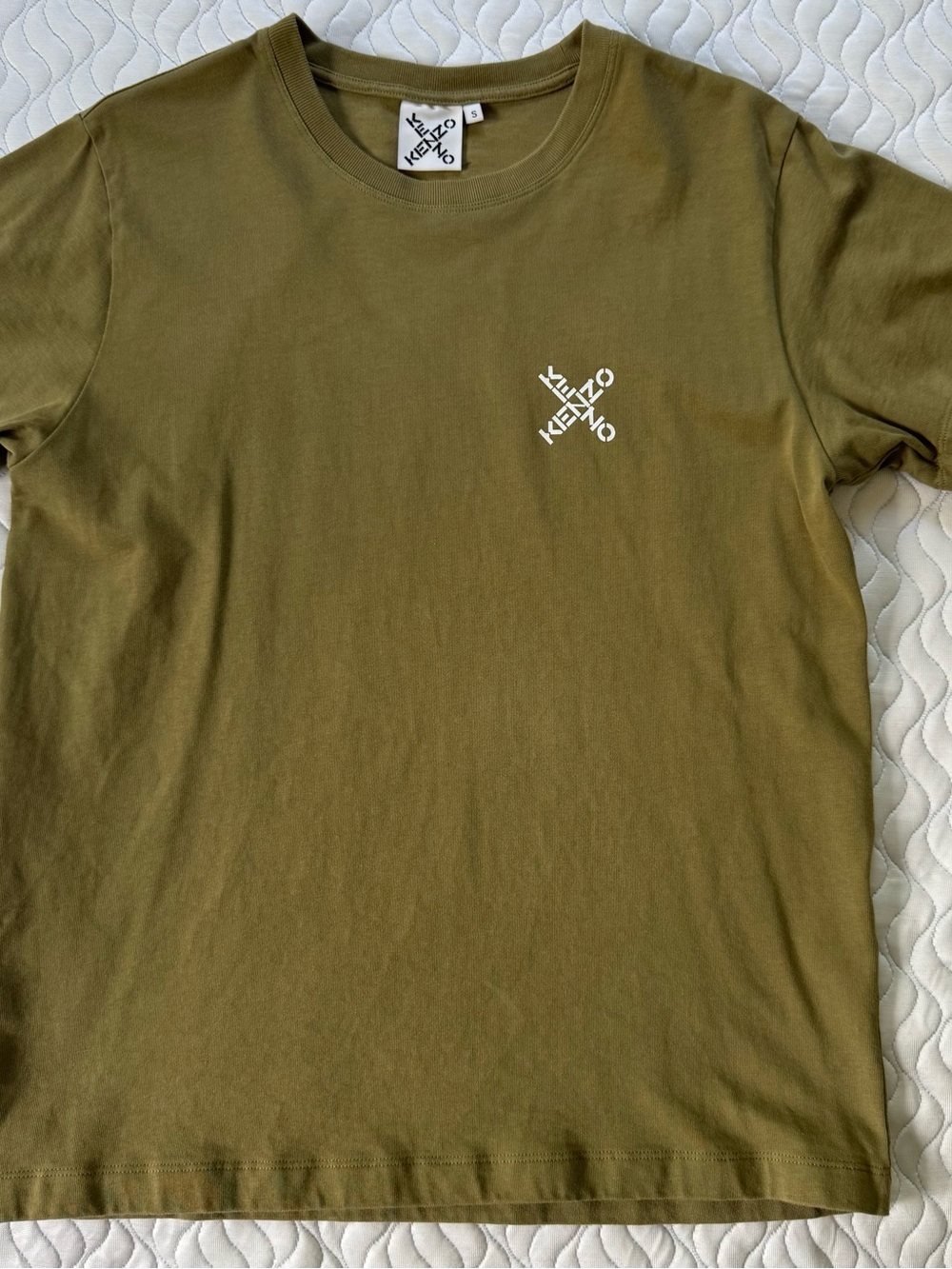 KENZO Men’s Cross Logo T-Shirt Olive Green Khaki Size S